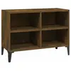 vidaXL Meuble TV avec pieds en métal Chêne fumé 69,5x30x50 cm