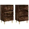 vidaXL Tables de chevet et pieds en bois 2 pcs Chêne fumé 40x35x69 cm