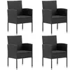 vidaXL Chaises de jardin coussins noir lot de 4 noir résine tressée