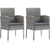 vidaXL Chaises de jardin coussins gris foncé 2 pcs résine tressée