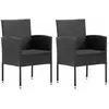 vidaXL Chaises de jardin avec coussins en noir 2 pcs. noir poly rotin