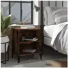 vidaXL Table de chevet avec pieds en métal Chêne fumé 40x30x50 cm
