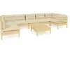 vidaXL Salon de jardin 8 pcs avec coussins crème Bois de pin