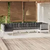 vidaXL Salon De Jardin 7 Pcs Avec Coussins Blanc Bois De Pin