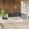 vidaXL Salon de jardin 5 pcs avec coussins blanc bois de pin