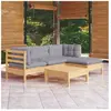 vidaXL Salon de jardin 5 pcs avec coussins gris bois de pin