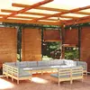 vidaXL Salon de jardin 12 pcs avec coussins gris bois de pin massif