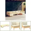 vidaXL Salon de jardin 7 pcs avec coussins crème Bois de pin massif