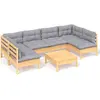 vidaXL Salon de jardin 7 pcs avec coussins gris bois de pin massif