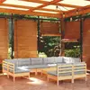 vidaXL Salon de jardin 10 pcs avec coussins gris Bois de pin massif