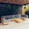 vidaXL Salon de jardin 8 pcs avec coussins gris Bois de pin massif