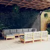 vidaXL Salon De Jardin 10 Pcs Avec Coussins Gris Bois De Pin