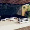 vidaXL Salon de jardin 12 pcs avec coussins blanc bois de pin