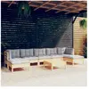 vidaXL Salon de jardin 8 pcs avec coussins gris bois de pin