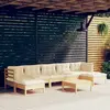 vidaXL Salon de jardin 8 pcs avec coussins crème bois de pin