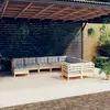 vidaXL Salon de jardin 10 pcs avec coussins gris bois de pin