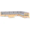 vidaXL Salon de jardin 9 pcs avec coussins gris Bois de pin solide