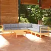 vidaXL Salon de jardin 8 pcs avec coussins gris Bois de pin solide