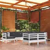 vidaXL Salon de jardin 9 pcs avec coussins blanc bois de pin massif