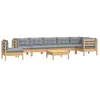 vidaXL Salon de jardin 9 pcs avec coussins gris Bois de pin solide