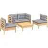 vidaXL Salon de jardin 5 pcs avec coussins gris bois de pin massif