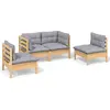 vidaXL Salon de jardin 4 pcs avec coussins gris Bois de pin massif