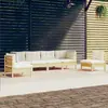 vidaXL Salon de jardin 6 pcs avec coussins crème Bois de pin massif