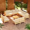 vidaXL Salon de jardin 12 pcs avec coussins crème Bois de pin massif