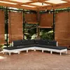 vidaXL Salon de jardin 7 pcs avec coussins blanc bois de pin