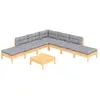 vidaXL Salon de jardin 8 pcs avec coussins gris Bois de pin
