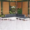 vidaXL Salon de jardin 8 pcs avec coussins blanc bois de pin