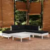 vidaXL Salon de jardin 6 pcs avec coussins blanc bois de pin