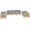 vidaXL Salon de jardin 7 pcs avec coussins gris Bois de pin massif