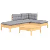 vidaXL Salon de jardin 5 pcs avec coussins gris bois de pin