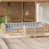 vidaXL Salon de jardin 10 pcs avec coussins gris Bois de pin massif