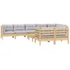 vidaXL Salon de jardin 9 pcs avec coussins gris Bois de pin massif
