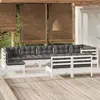 vidaXL Salon de jardin 9 pcs avec coussins blanc bois de pin massif