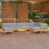 vidaXL Salon de jardin 9 pcs avec coussins gris bois de pin