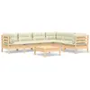 vidaXL Salon de jardin 7 pcs avec coussins crème Bois de pin solide