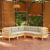 vidaXL Salon de jardin 5 pcs avec coussins crème Bois de pin solide