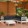 vidaXL Salon de jardin 6 pcs avec coussins blanc bois de pin massif