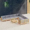 vidaXL Salon de jardin 10 pcs avec coussins gris Bois de pin