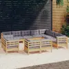 vidaXL Salon de jardin 12 pcs avec coussins gris bois de pin solide