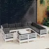vidaXL Salon de jardin 13 pcs avec coussins blanc bois de pin solide
