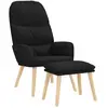 vidaXL Chaise de relaxation avec tabouret Noir Tissu