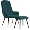 vidaXL Chaise de relaxation avec repose-pied Bleu Velours