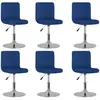 vidaXL Vidaxl Chaises Pivotantes De Salle À Manger 6 Pcs Bleu Tissu