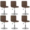 vidaXL Vidaxl Chaises Pivotantes De Salle À Manger 6 Pcs Marron Tissu