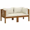 vidaXL Canapé de jardin 2 places et coussin crème Bois d'acacia massif