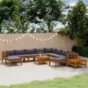 vidaXL Salon de jardin 12 pcs avec coussin Bois d'acacia solide